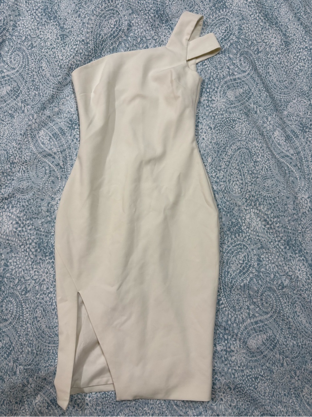Likely One-Shoulder Cream Midi Dress with Side Slit - Picture 3 of 13